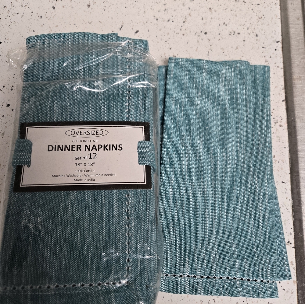 Teal Cotton Dinner Napkins Set of 12